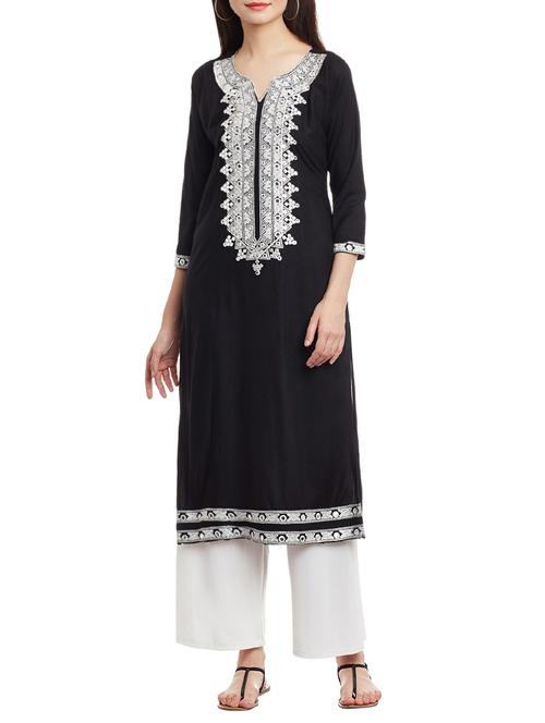 embroidered straight kurta - 15512150 - Very Small Image - 1