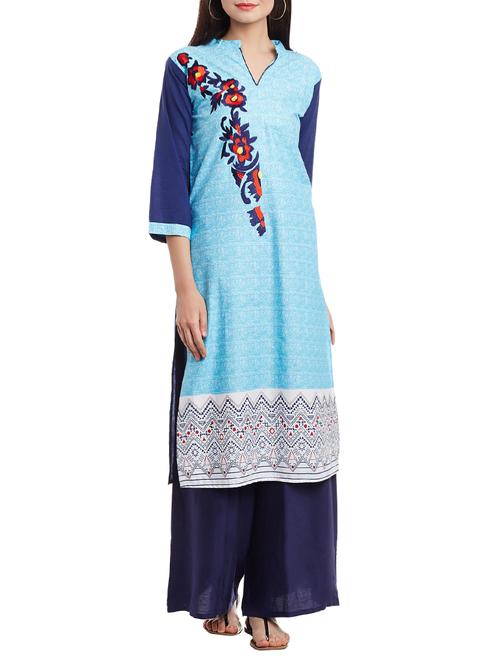 embroidered straight kurta - 15512157 - Very Small Image - 1