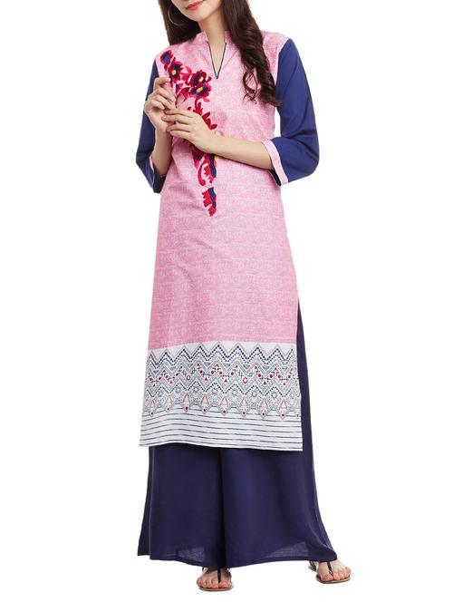 embroidered straight kurta - 15512158 - Very Small Image - 1