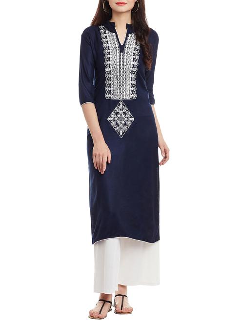 embroidered straight kurta - 15512194 - Very Small Image - 1