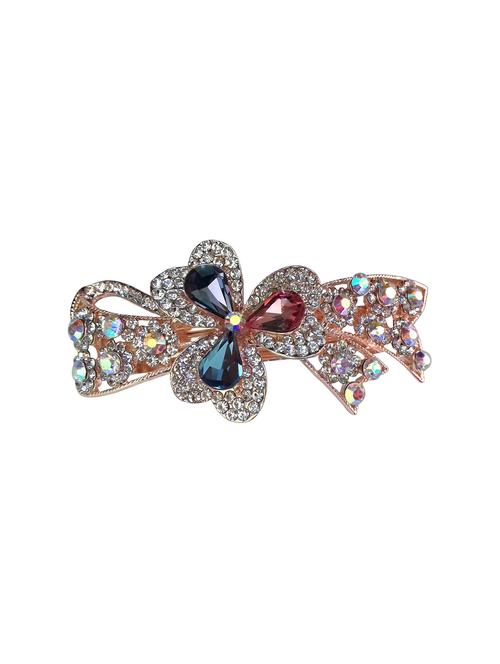 shreya collection fancy party wear multicolour floral design stone studded metal hair clip - 10003.19 - 15514277 - Very Small Image - 1
