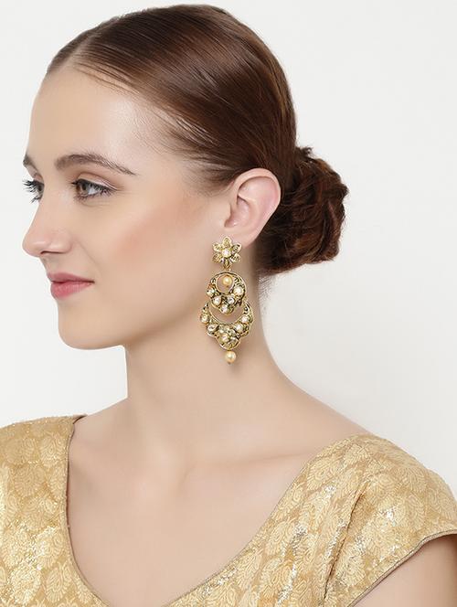 gold tone stone earrings - 15514302 - Very Small Image - 1