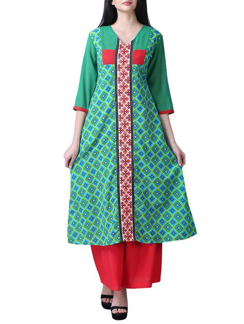 a-line printed kurta with pockets - 15514465 - Very Small Image - 1