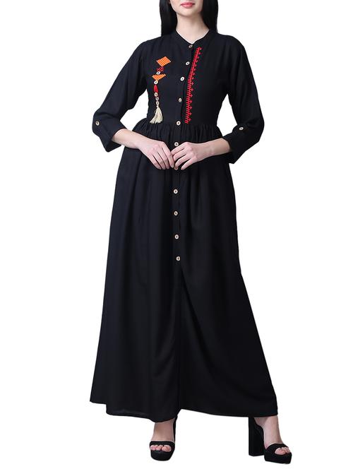 flared embroidered placket kurta with tassels - 15514471 - Very Small Image - 1