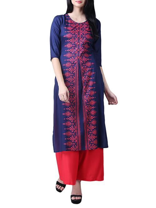 straight block printed kurta - 15514487 - Very Small Image - 1