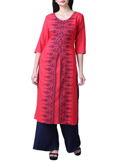 straight block printed kurta - 15514488 - Very Small Image - 1