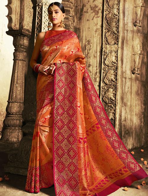 golden zari banarasi saree with blouse - 15514842 - Very Small Image - 1