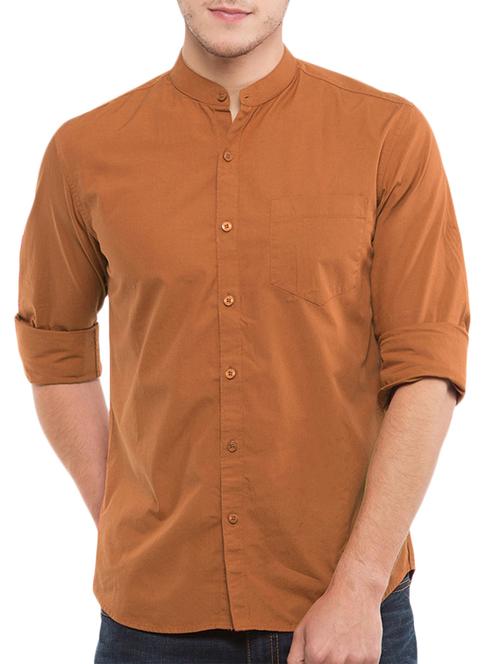 brown cotton casual shirt - 15514906 - Very Small Image - 1