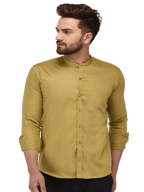 yellow cotton casual shirt - 15514915 - Very Small Image - 1