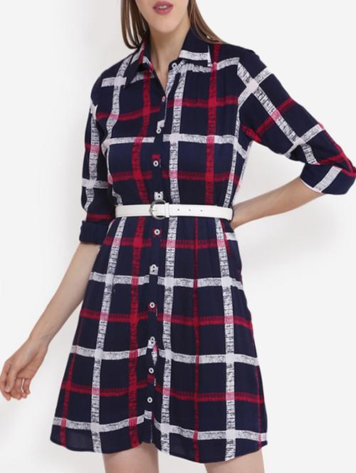 checkered belted shirt dress - 15514955 - Very Small Image - 1