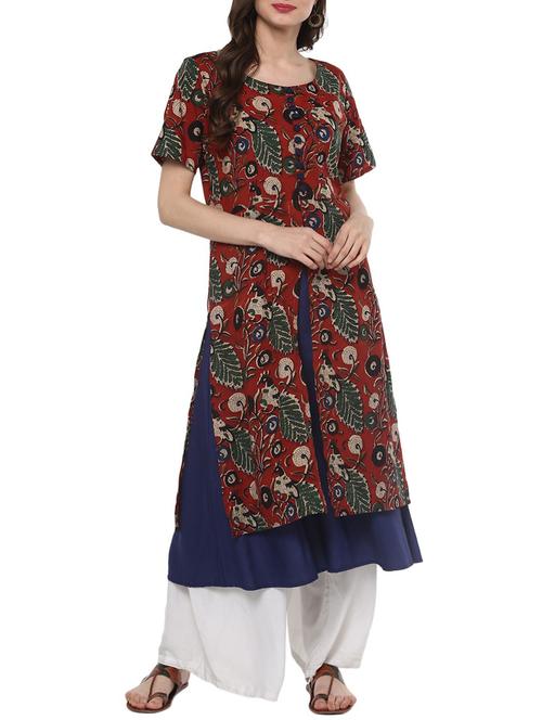 layered kalamkari kurta - 15515157 - Very Small Image - 1