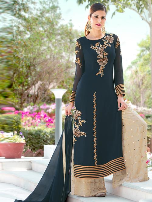 green georgette semistitched suit - 15515620 - Very Small Image - 1
