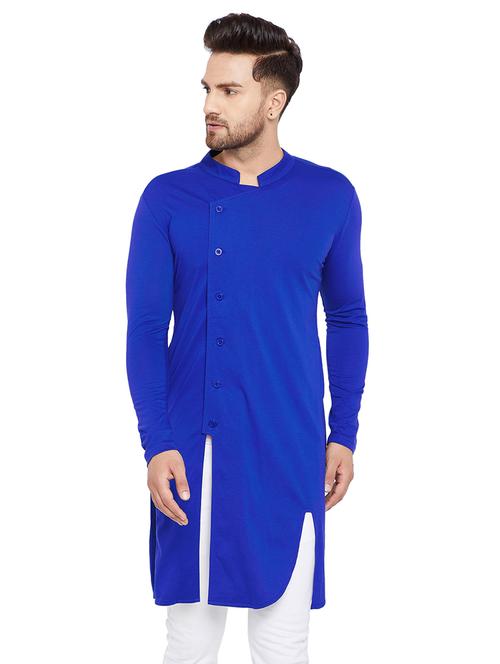 blue solid asymmetric kurta - 15515675 - Very Small Image - 1