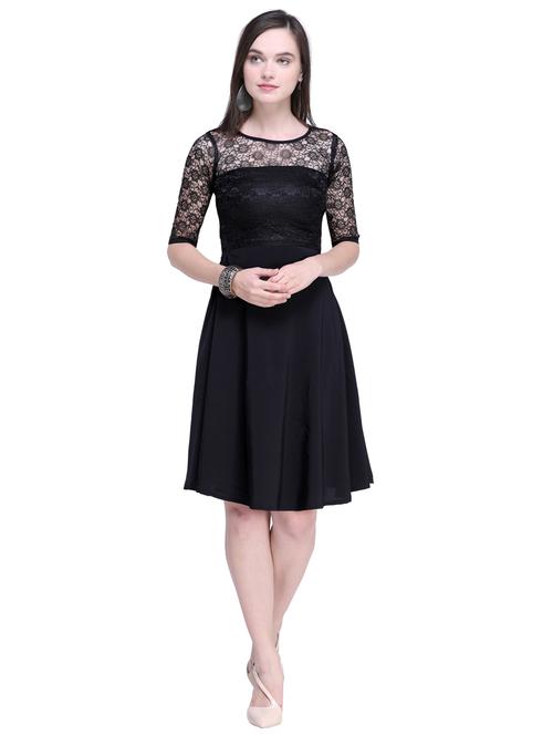 floral lace insert a-line dress - 15516186 - Very Small Image - 1