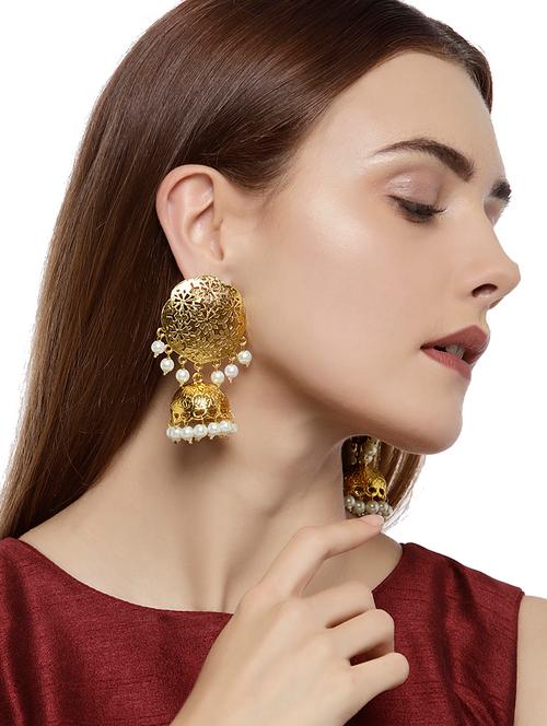 gold tone jhumka - 15516208 - Very Small Image - 1