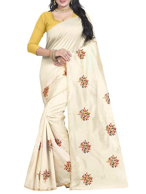 golden cream embroidered saree - 15516287 - Very Small Image - 1