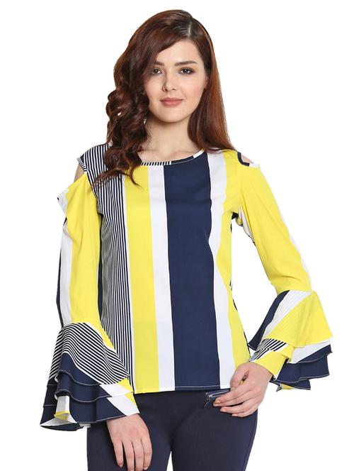 layered bell sleeve striped top - 15516864 - Very Small Image - 1