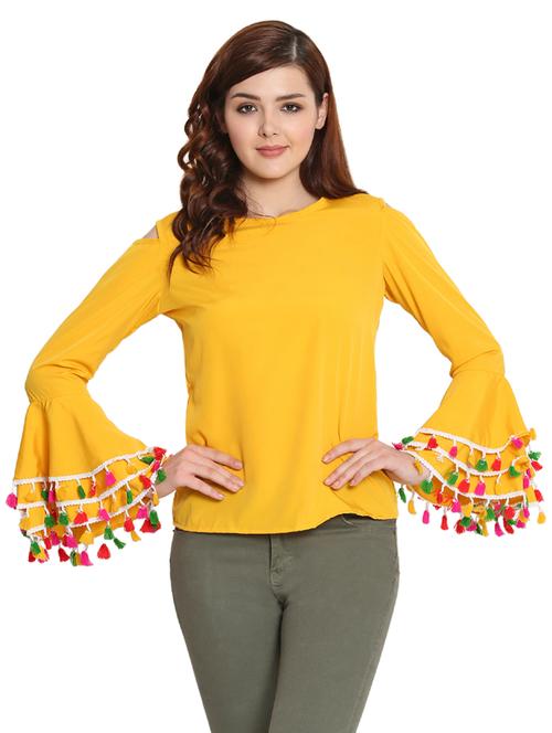 tassel lace layered bell sleeve top - 15516872 - Very Small Image - 1