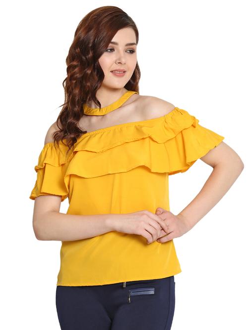 off shoulder ruffle detail top - 15516877 - Very Small Image - 1