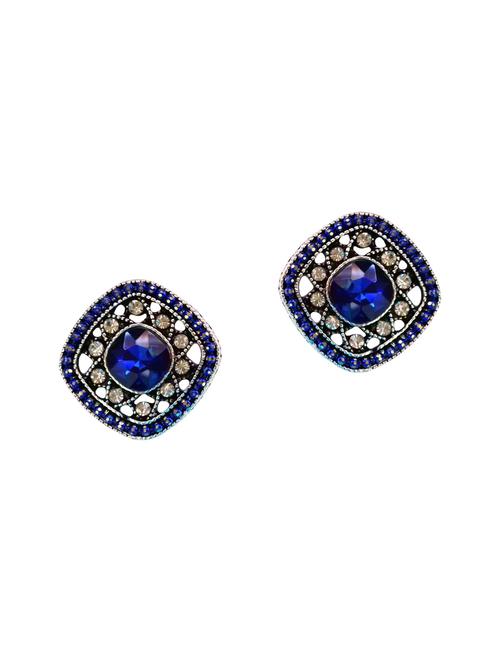 blue silver tone oxidized earrings - 15516899 - Very Small Image - 1