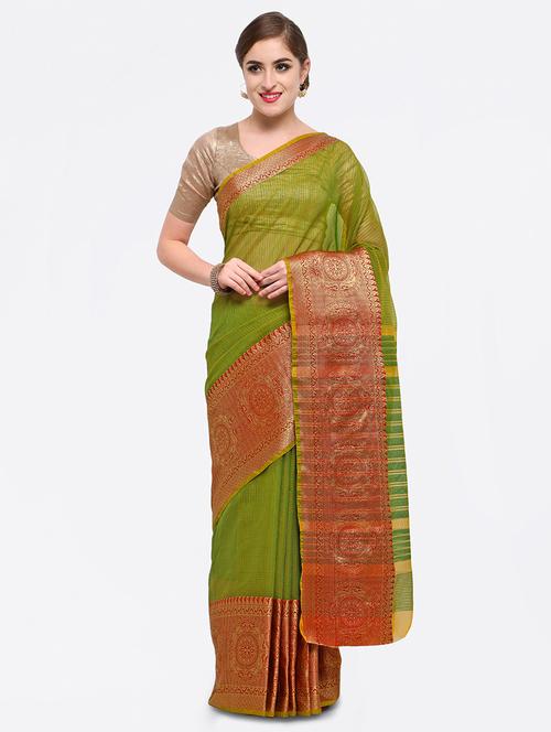 contrast zari border woven saree with blouse - 15517222 - Very Small Image - 1