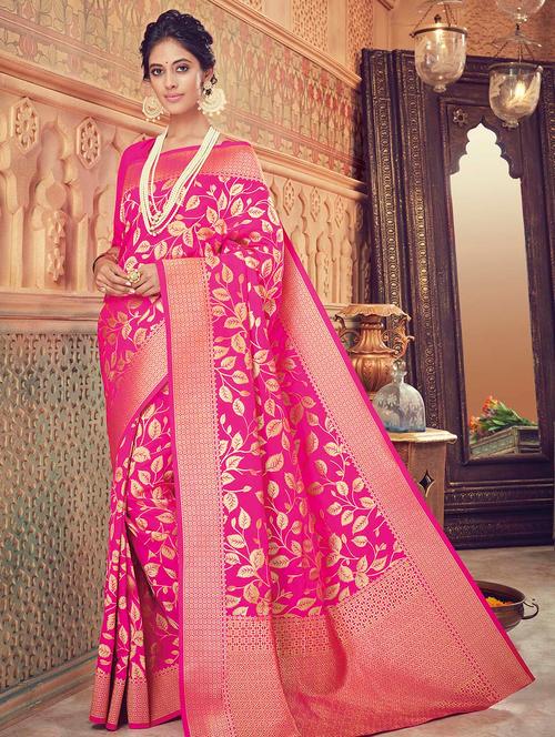 conversational zari motif banarasi saree with blouse - 15517248 - Very Small Image - 1