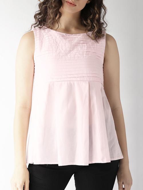 pastel back button pleated peplum top - 15517669 - Very Small Image - 1