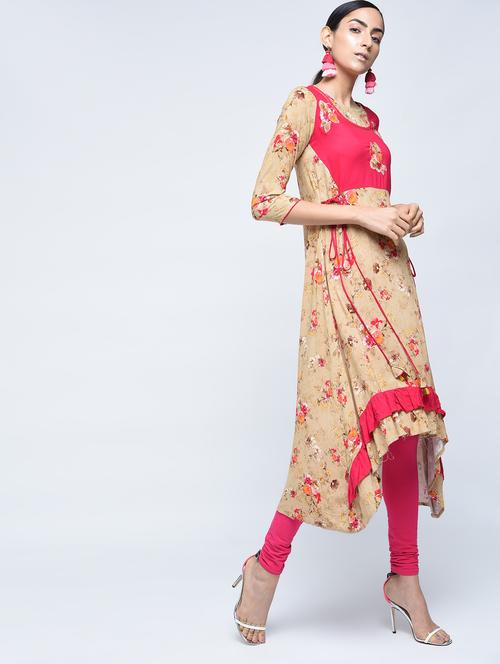 draw string high low kurta - 15517716 - Very Small Image - 1
