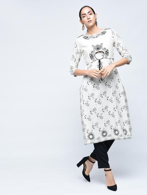 straight printed kurta with jacket - 15517719 - Very Small Image - 1