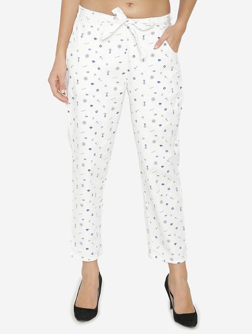 self-tie waist printed trousers - 15518028 - Very Small Image - 1