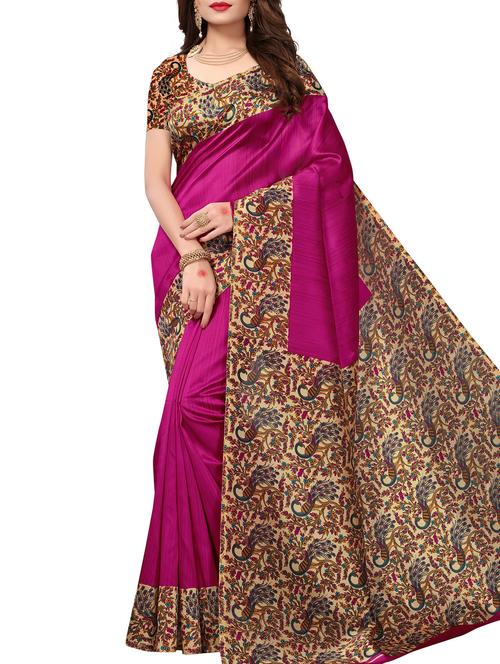 contrast border mysore silk saree - 15518151 - Very Small Image - 1