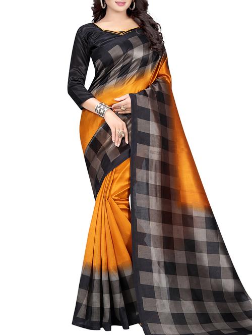 chequered border mysore silk saree - 15518156 - Very Small Image - 1