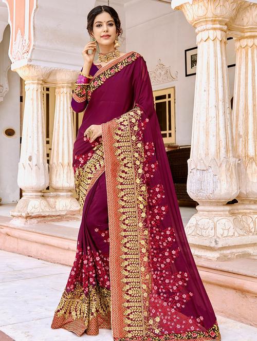 floral embroidered saree - 15518643 - Very Small Image - 1