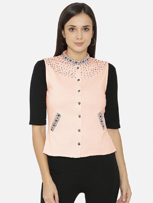 embellished button up soft shell jacket - 15518674 - Very Small Image - 1