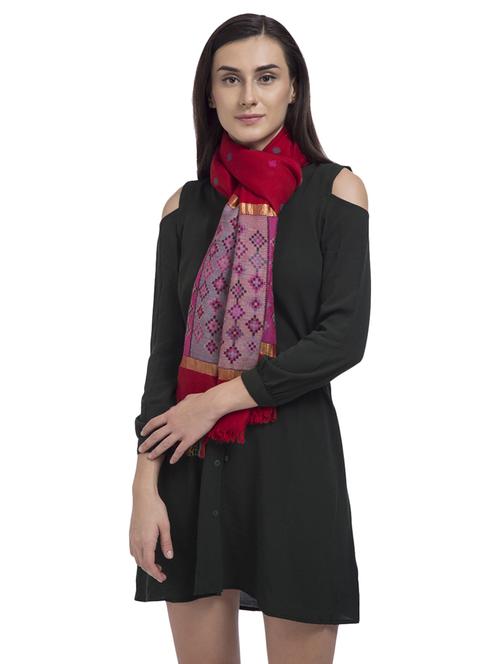 jacquard woolen stole - 15518871 - Very Small Image - 1