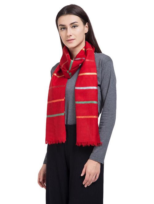 zari stripe woolen stole - 15518875 - Very Small Image - 1