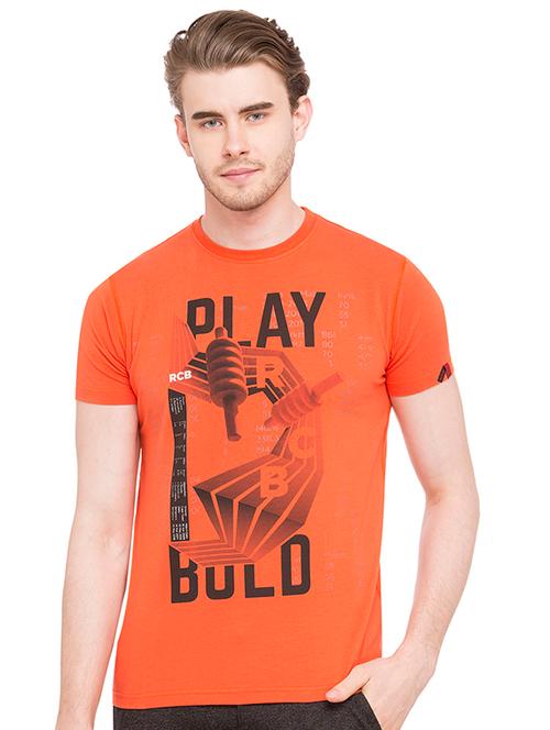 orange cotton front print t-shirt - 15519084 - Very Small Image - 1
