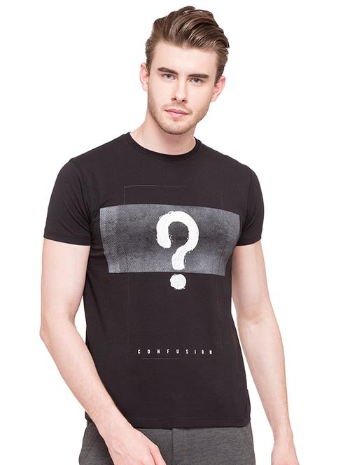 black cotton chest print t-shirt - 15519143 - Very Small Image - 1