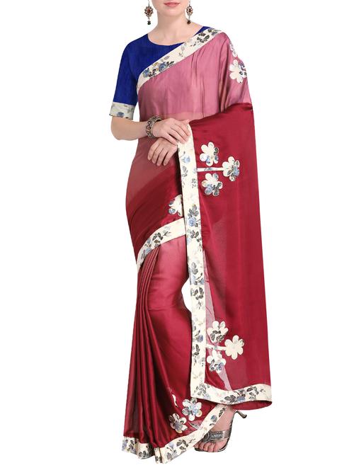 ombre floral patchwork saree with blouse - 15519252 - Very Small Image - 1