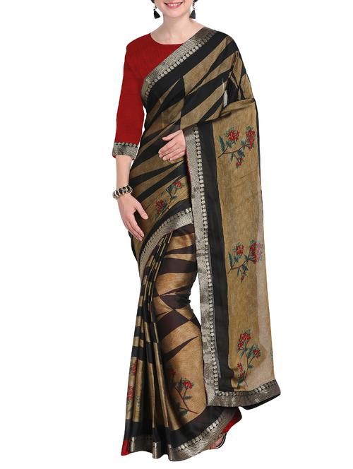 lace border geometrical printed saree with blouse - 15519270 - Very Small Image - 1