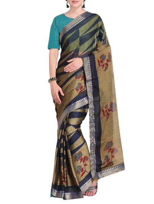 lace border geometrical printed saree with blouse - 15519271 - Very Small Image - 1