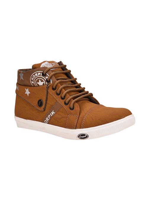 tan leatherette lace up sneakers - 15519558 - Very Small Image - 1