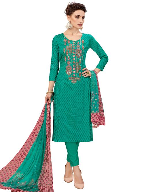 embroidered printed unstitched suit - 15519952 - Very Small Image - 1