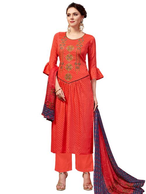 embroidered printed unstitched suit - 15519955 - Very Small Image - 1