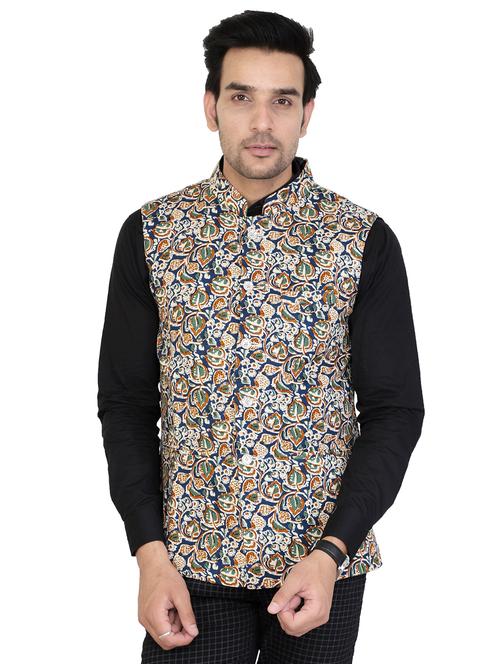 multi colored cotton nehru jacket - 15520143 - Very Small Image - 1