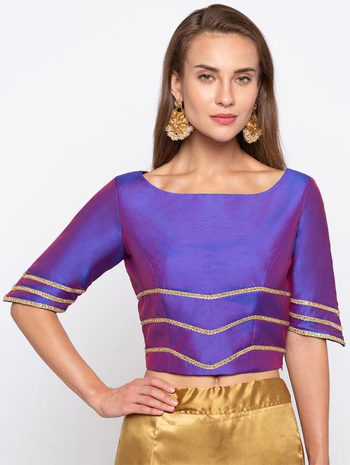 two tone lace work blouse - 15520233 - Very Small Image - 1