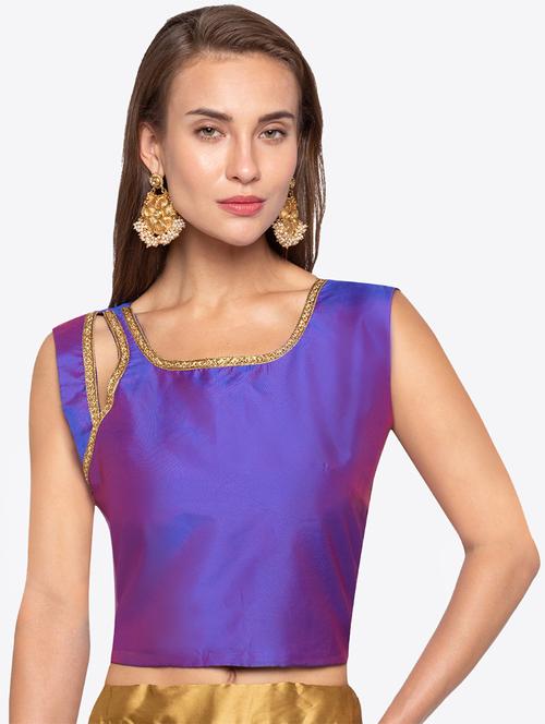 two tone lace work blouse - 15520240 - Very Small Image - 1