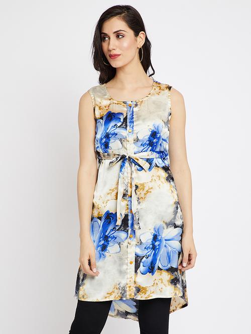 button-up self belted high-low tunic - 15520369 - Very Small Image - 1