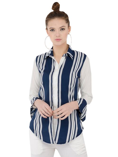 curved hem striped shirt - 15520435 - Very Small Image - 1
