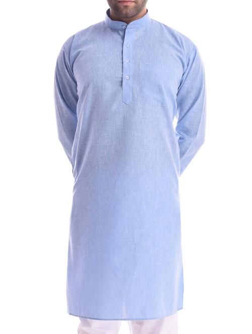 blue linen long kurta - 15520478 - Very Small Image - 1